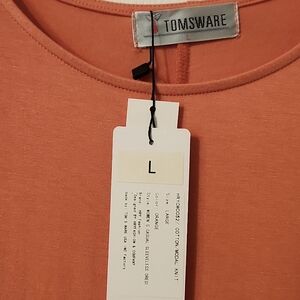 Women Orange ALine 3/4 sleeve Dress Size Large